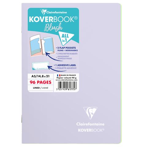 Clairefontaine - Koverbook Blush - Stapled Notebook - A5 - Ruled - Lilac