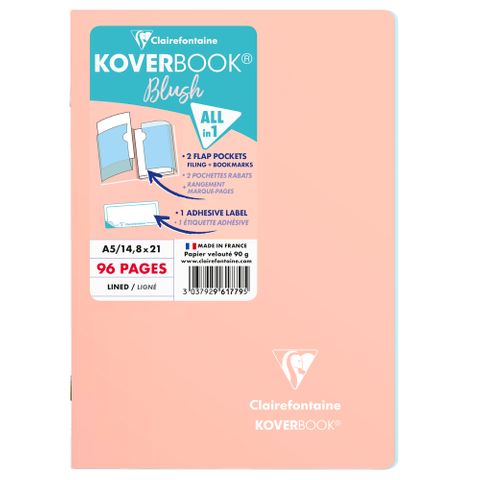 Clairefontaine - Koverbook Blush - Stapled Notebook - A5 - Ruled - Coral