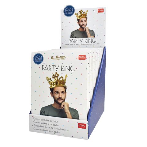 Legami - Inflatable Crown Gold - Party King - Display Pack of 7 Pcs