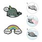 Legami - Set of 2 Metal Stickers - Narwhal & Good Vibes Rainbow - Cutie Display Pack of 10 Sets