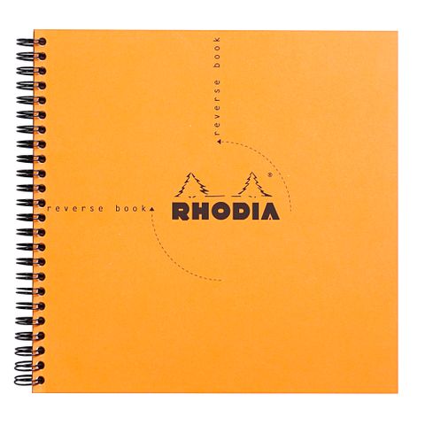 Rhodia - Reverse Book Wirebound 2-in-1 Notepad & Notebook - 21cm x 21cm - 5 x 5 Grid - Orange