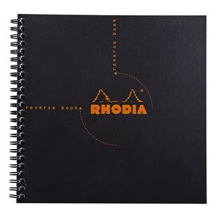 Rhodia - Reverse Book Wirebound 2-in-1 Notepad & Notebook - 21cm x 21cm - 5 x 5 Grid - Black