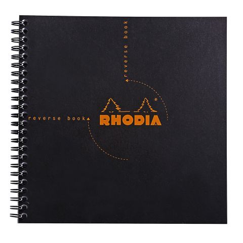 Rhodia - Reverse Book Wirebound 2-in-1 Notepad & Notebook - 21cm x 21cm - 5 x 5 Grid - Black