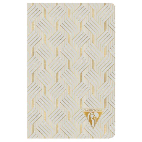 Clairefontaine - Neo Deco Collection - Sewn Spine Notebook - Pocket - Ruled - Mirage Pearl Grey