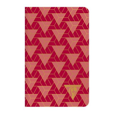 Clairefontaine - Neo Deco Collection - Sewn Spine Notebook - Pocket - Ruled - Triangles Ruby