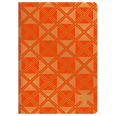 Clairefontaine - Neo Deco Collection - Sewn Spine Notebook - A5 - Ruled - Pyramids Tangerine