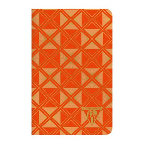 Clairefontaine - Neo Deco Collection - Sewn Spine Notebook - Pocket - Ruled - Pyramids Tangerine