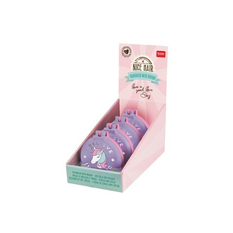 Legami - Hairbrush - Unicorn - Nice Hair Display Pack of 4 Pcs