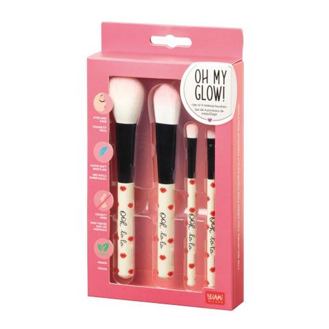 Legami - Set of 4 Makeup Brushes - Oh My Glow! - Lips