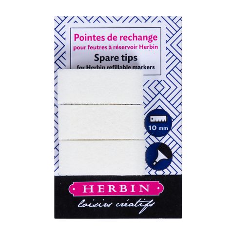 Jacques Herbin - Refillable Marker Pen Spare Tips - Pack of 3 - 10mm Chisel Tip