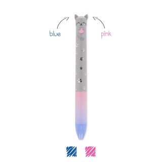 Legami Two-Colour Ballpoint Pen - Click&Clack - Kitty (ships as Pk of 12 - CLICKKIT27)