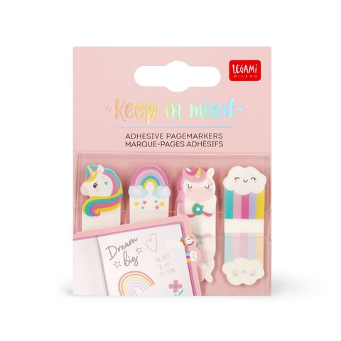 Legami - Adhesive Page Markers - Unicorn - Keep In Mind Display Pack of 12 Pcs