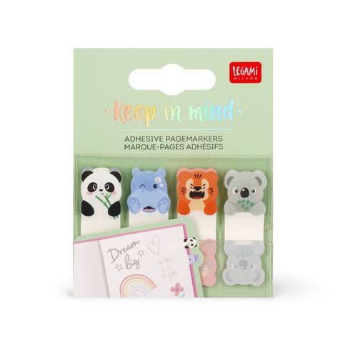 Legami - Adhesive Page Markers - Cute Animals - Keep In Mind Display Pack of 12 Pcs