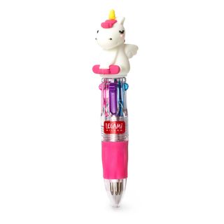 Legami Mini 4-Colour Ballpoint Pen - Mini Magic Rainbow - Unicorn (ships as a Pk of 24 - MRPKIT1)