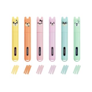 Legami Set of 6 Mini Highlighters - Teddy's Style - Teddy Bear (ships as a Pk of 12 - MHKIT4)