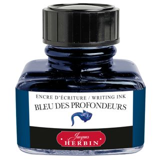 Jacques Herbin - D Writing Ink - 30mL Bottle - Bleu des Profondeurs (Deep Blue)