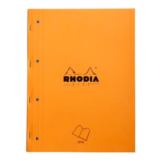 Rhodia - Side Stapled Notepad With 4 Holes - A4+ - Seyes - Orange