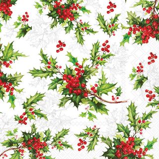 Ambiente - Paper Napkins Christmas - Pack of 20 - Luncheon Size - Ilex All Over