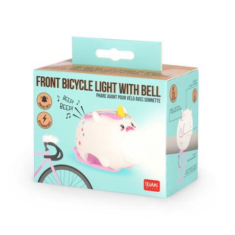 Legami - Rechargeable Front Bike Light with Bell - Unicorn