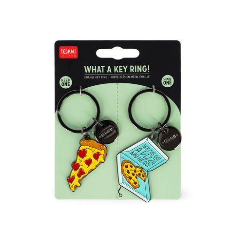 Legami - Enamel Key Ring - What A Key Ring! Set of 2 - Pizza