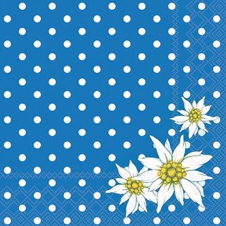 Ambiente - Paper Napkins - Pack of 20 - Luncheon Size - Edelweiss Dots Blue