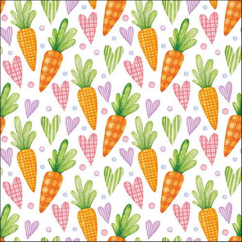 Ambiente - Paper Napkins - Pack of 20 - Luncheon Size - Hearts & Carrots