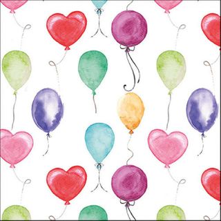 Ambiente - Paper Napkins - Pack of 20 - Luncheon Size - Flying Balloons - White