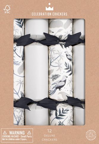 Celebration Crackers - Deluxe Crackers - 12 Inch - Silver Bird - Box of 12