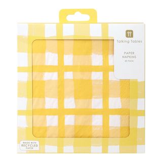 Talking Tables - Paper Napkin - Yellow & White Check - Pack of 20