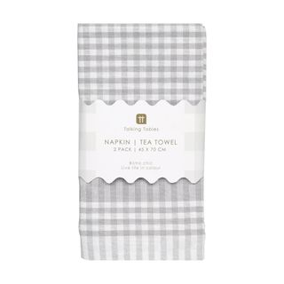 Talking Tables - Gingham Napkins - Fabric - Pack of 2 - Grey & White