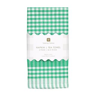 Talking Tables - Gingham Napkins - Fabric - Pack of 2 - Green & White