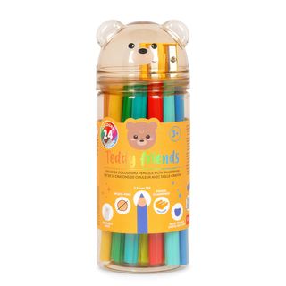 Legami - Set of 24 Colour Pencils with Sharpener - Teddy Friends - Teddy Bear