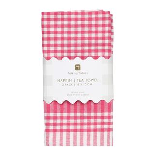 Talking Tables - Gingham Napkins - Fabric - Pack of 2 - Raspberry & White