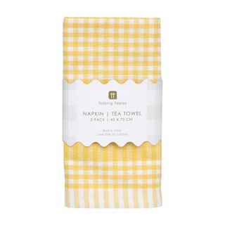 Talking Tables - Gingham Napkins - Fabric - Pack of 2 - Yellow & White