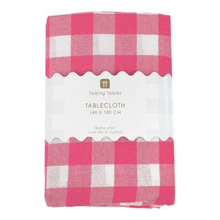 Talking Tables - Gingham Table Cloth - Fabric - Raspberry & White