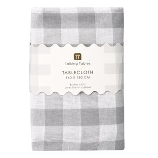 Talking Tables - Gingham Table Cloth - Fabric - Grey & White