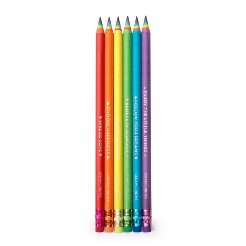 Legami - Set of 6 Graphite Pencils - Happiness For Everyday (Ships as RPSKIT1 Display of 12 Sets)