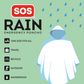 Legami - Disposable Rain Poncho With Hood - SOS Rain (Ships as Pack of 18 - PONCHOKIT1)