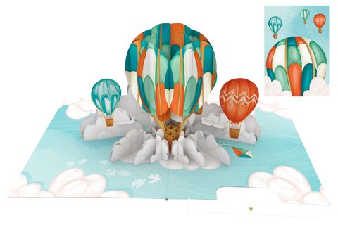 Origamo - Pop Up Greeting Card - Kirigami Collection - Hot Air Balloons