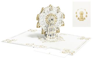 Origamo - Pop Up Greeting Card - Kirigami - Anniversary Collection - Gold Ferris Wheel