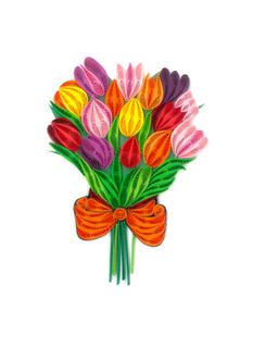 Origamo - Quilling Greeting Card - Filigrana Collection - Tulips Bouquet