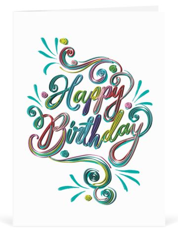 Origamo - Quilling Greeting Card - Filigrana Collection - Happy Birthday Curls