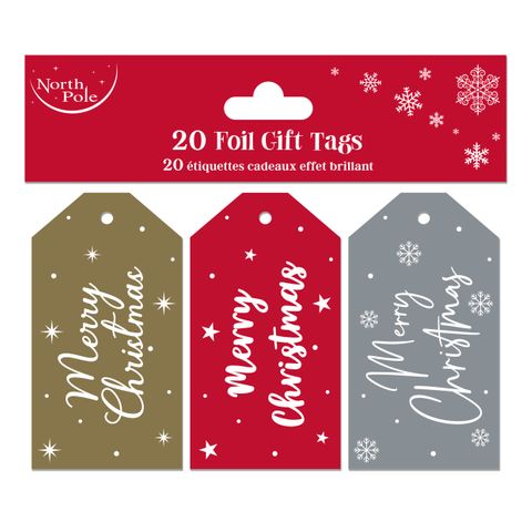 Eurowrap - Christmas Gift Tags - Metallic Foil - 20 pack - 4 Styles