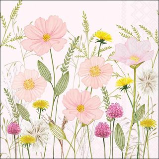Ambiente - Paper Napkins - Pack of 20 - Luncheon Size - Pastel Flowers - Pink