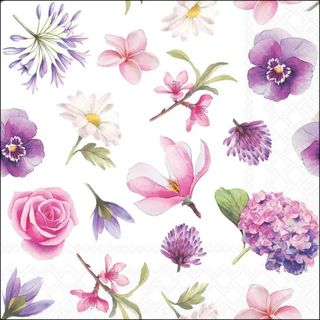 Ambiente - Paper Napkins - Pack of 20 - Luncheon Size - Flower Heads