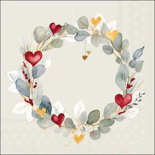 Ambiente - Paper Napkins - Pack of 20 - Luncheon Size - Eucalyptus Wreath - Green