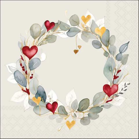 Ambiente - Paper Napkins - Pack of 20 - Luncheon Size - Eucalyptus Wreath - Green