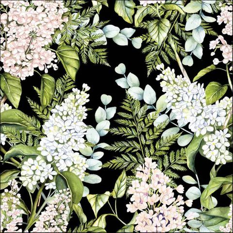 Ambiente - Paper Napkins - Pack of 20 - Luncheon Size - Soft Lilacs - Black