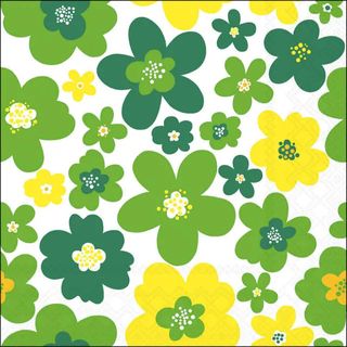 Ambiente - Paper Napkins - Pack of 20 - Luncheon Size - Flower Power - Green