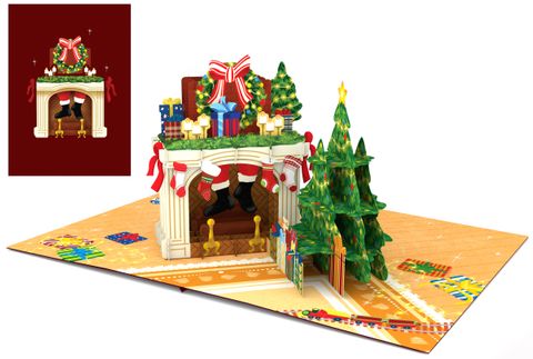 Origamo - Pop Up Christmas Card - Kirigami Collection - Santa in the Chimney